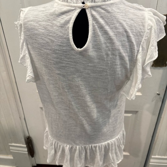 Lucky Brand Women's Embroidered Yoke Ruffled Short Sleeve Shirt Size S Rn#80318 - Picture 7 of 11